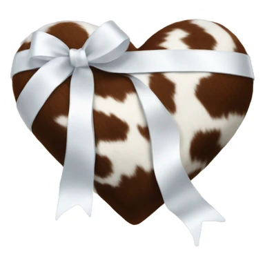 Cowhide fuzzy heart with white ribbon sticker