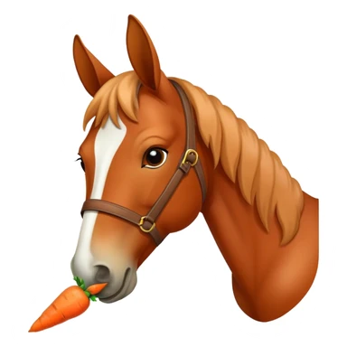 horse eating a carrot sticker