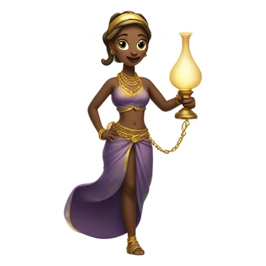 Woman genie with whispy tail from the lamp and golden bracelets and pony tail and no legs sticker