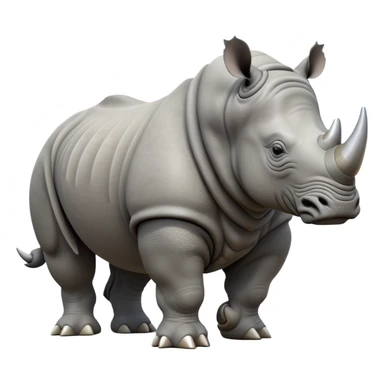 cinematic-rhino--full-body-standing-emoji,-massive-armored-body-poised-powerfully,-thick-horn-curving-slightly-forward,-head-tilted-dramatically,-rough-grey-hide-covered-in-dust,-simplified-yet-realistic-focused-features sticker