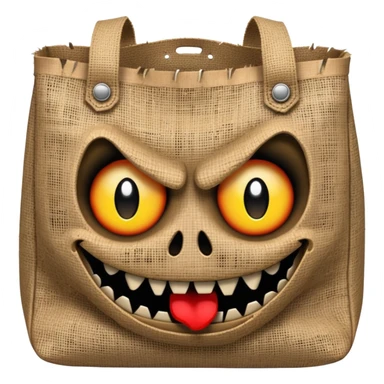 scary bag with frightening face and menacing expression sticker
