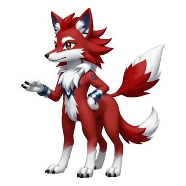 Shiny Red Anthro furry Lycanroc-Midnight-Form (full body) sticker