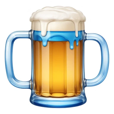 A large clear glass mug with a bright blue liquid inside.  Make the mug thicker and white/clear, not blue. beer stein. Handle is not blue. The walls of the mug are very thick and white sticker