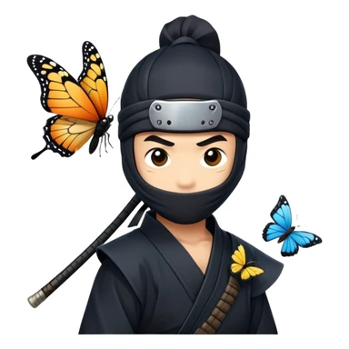 Ninja with butterfly perched on his shoulder.  sticker