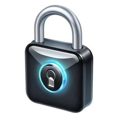 Holographic and glassmorphic black lock sticker