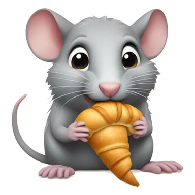 rat eating croissant sticker