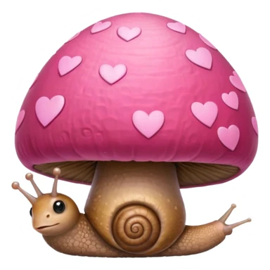 Little snail on a pink mushroom shaped like a heart sticker