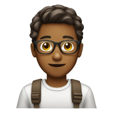 brown-skinned boy wearing glasses filming through cell phone sticker
