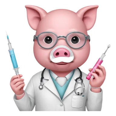 Pig doctor with mask and syringe.














 sticker