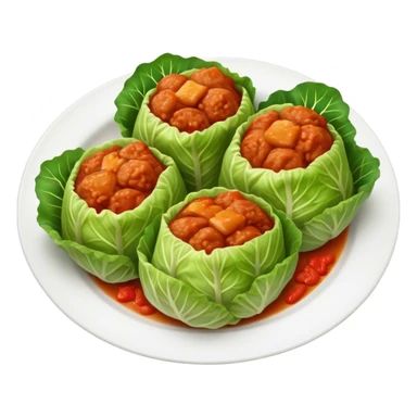Cinematic Realistic Go≈ÇƒÖbki Dish Emoji, featuring cabbage rolls stuffed with rice and meat rendered with lifelike detail and inviting, homey lighting. sticker