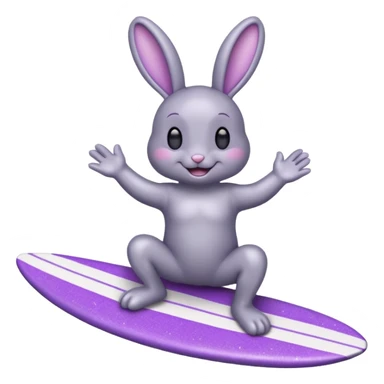 Glitter happy gray bunny purple cian surf sticker