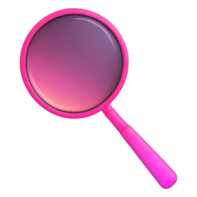 magnifying glass, transparent glass with bright pink gradient from #FF335F to #FF99AA, highlights, minimalistic sticker