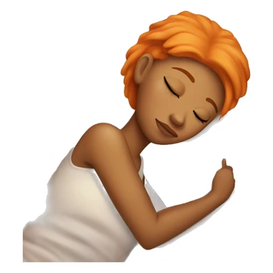 Tan girl with orange hair sleeping on pillow in bed sticker