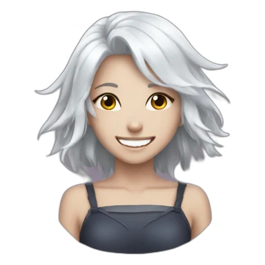White haired demon girl happy sticker