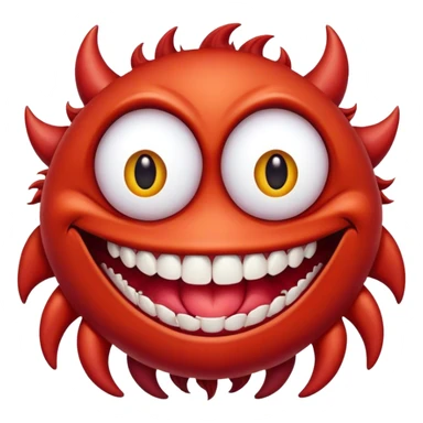 Creature comes out of the eye of a another creature who has red skin and a wide smile with long teeth sticker