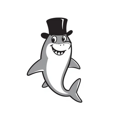 shark wearing a fancy black top hat sticker