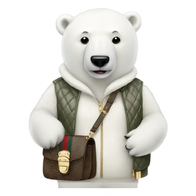 Polar bear wearing Gucci purse sticker