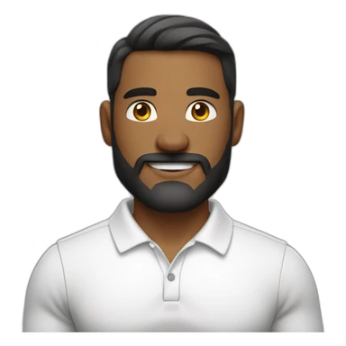 strong muscular masculine man with facial hair with white long polo shirt sticker