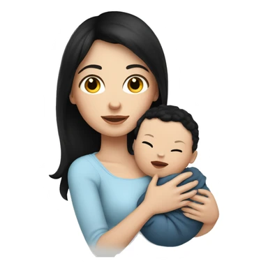 mom holding newborn baby boy with white skin and black hair and white skin newborn boy baby white skin black hair sticker