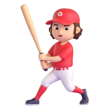 Make the baseball bat character all the same color and render it in a 3D style with no background. sticker