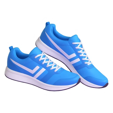 pair of blue running shoes emoji, cartoonish 3D emoji style, white soles, angled view sticker