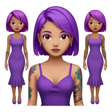 women with tatoos and hightlight that tatoos with purple hair and different color dresses sticker