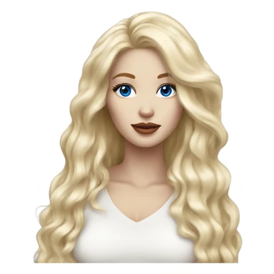 stunning beauty white woman, blonde long hair glossy lips blue eyes sticker