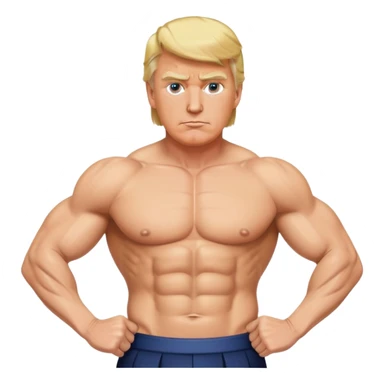 Donald Trump with six pack abs, muscular figure, blonde hair sticker