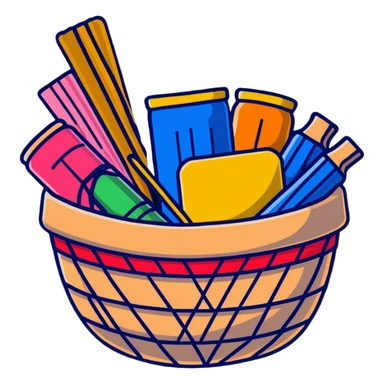 colorful embroidery threads in a basket sticker