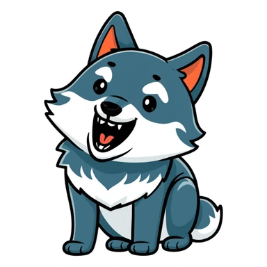 black wolf laughing sticker