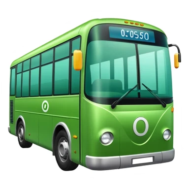 green electric bus with shiny coin marked 0€ sticker