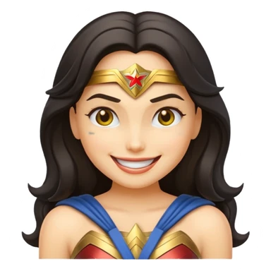 create a yellow emoji of wonder woman. style old emoji sticker