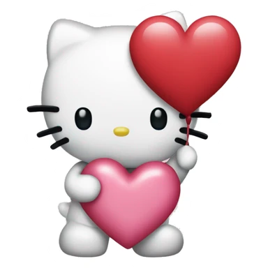 hello kitty holding a heart that says “I love you” sticker