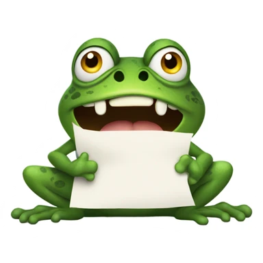 Angry frog holding paper sticker