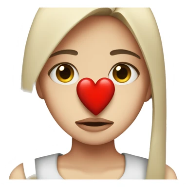 sad girl emoji holding a red broken heart sticker