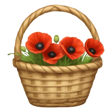 Rattan basket of red poppies sticker