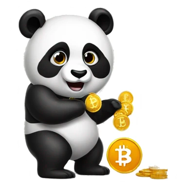 a panda buying bitcoin sticker