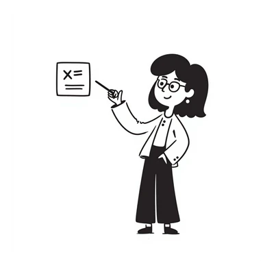 hand-drawn doodle of Chinese math teacher holding pointer stick sticker