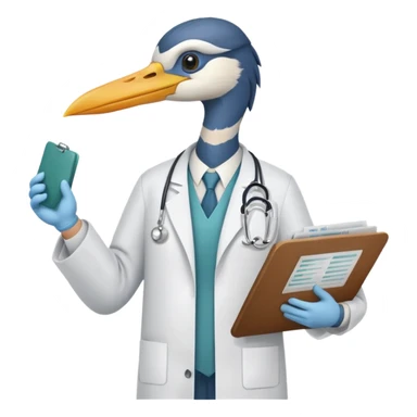 heron as a doctor sticker
