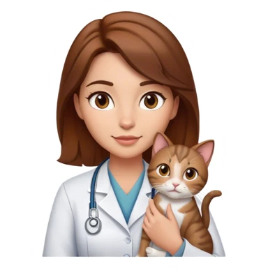 disney female vetranarian with brown hair and brown eyes holding a cat sticker