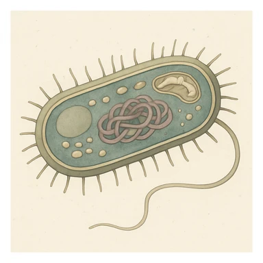 bacteria showing internal organelles, muted colors, soft and clear sticker