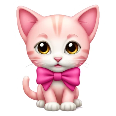 Roze kitten met strik  sticker