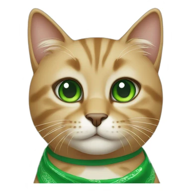 cat with green eyes and bandana sticker