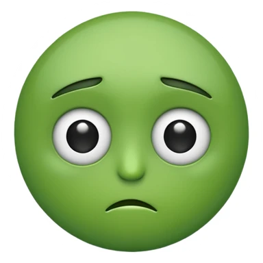 Can you make a green emoji. the eyes looking to the left and has a frown sticker