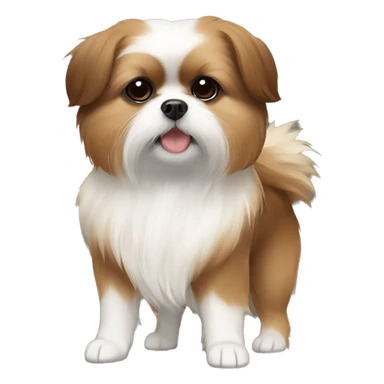 Pomeranian shih tzu mix with brown, white, and black coat sticker