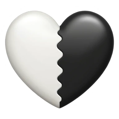 half black half white heart emoji sticker