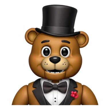 Freddy Fazbear from Five Nights at Freddy's with top hat and bow tie sticker