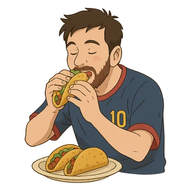 ghibli style Messi eating tacos sticker