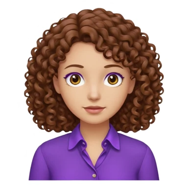 brown curly hair purple blouse sticker
