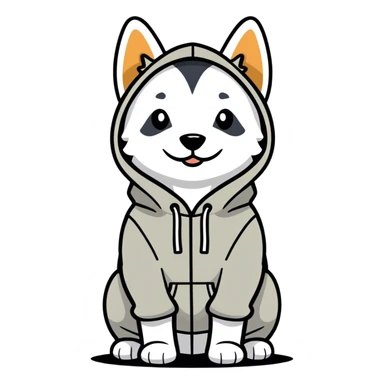 Dog wearing a hoodie sticker